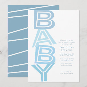 Süße moderne auffällige hellblaue Babyparty für ei Einladung