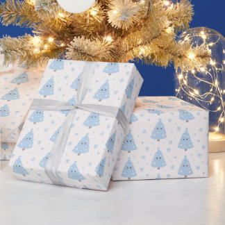 Süße moderne blaue Weihnachtsbaum Geschenkpapier
