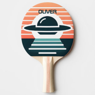 Süße moderne einfache UFO-Illustration bei Sonnenu Tischtennis Schläger