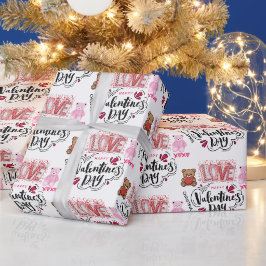 Süße moderne glückliche Valentinstag-Typografie Na Geschenkpapier