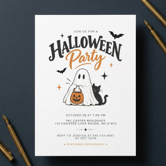 Süße moderne Halloween-Party für Kinder und Erwach Einladung