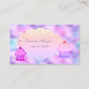 Süße moderne, holografische Iris-Cupcake-Bäckerei Visitenkarte
