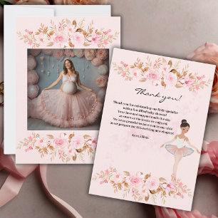 Süße moderne kleine Ballerina Foto Baby Shower Dankeskarte