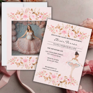 Süße moderne kleine Ballerina Foto Baby Shower Einladung