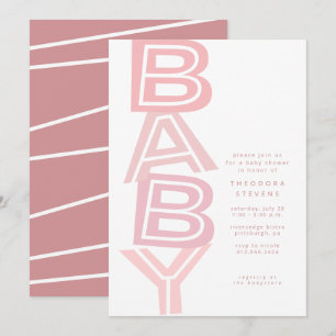 Süße moderne knallrosa Babyparty für Mädchen Einladung