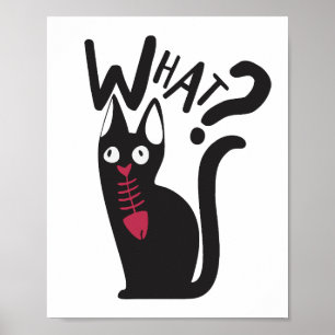 Süße moderne lustige Cartoon schwarze Katze Streic Poster