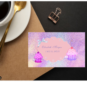 Süße moderne Mädchen-Holografie-Cupcake-Bäckerei Visitenkarte