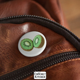 Süße moderne minimalgrüne Crochet Kiwi Frucht Button