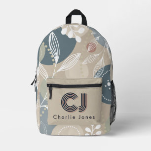 Süße moderne Pastell-Navy-Einzelmonogramm Bedruckter Rucksack