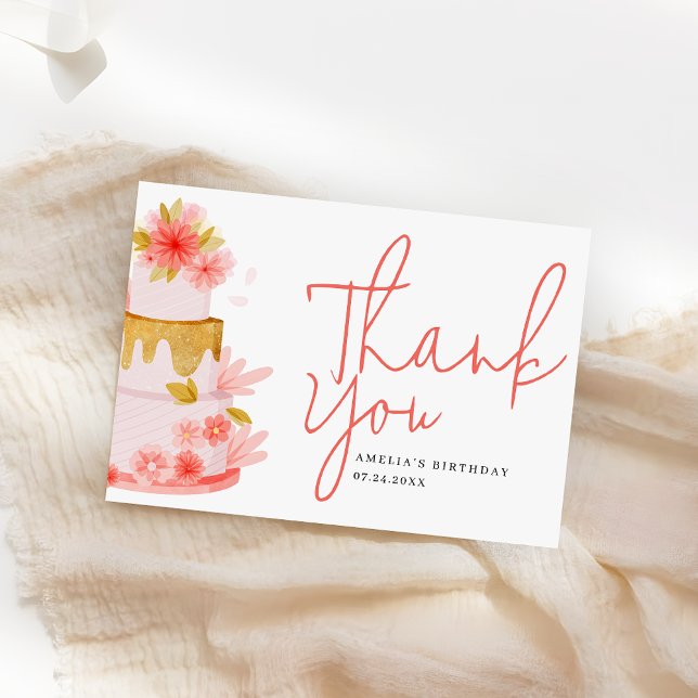Süße moderne Skript Mädchen Geburtstagsfeier Dankeskarte (Von Creator hochgeladen)