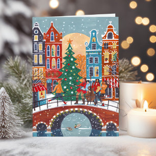 Süße moderne Stadt Amsterdam Weihnachtsgrußkarte Dankeskarte