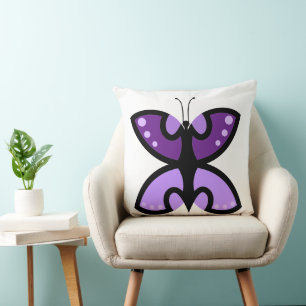 Süße moderne violette Schmetterlings-Grafik-Akzent Kissen