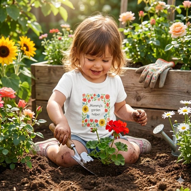 Süße Mommys Gartenhelferin Floral  Baby T-shirt (Making  happy memories in the garden.  This toddler tee is a adorable)