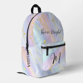 Süße Monogramm-Glittersterne für Mädchen Schule  Bedruckter Rucksack