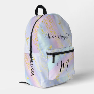 Süße Monogramm-Glittersterne für Mädchen Schule Bedruckter Rucksack