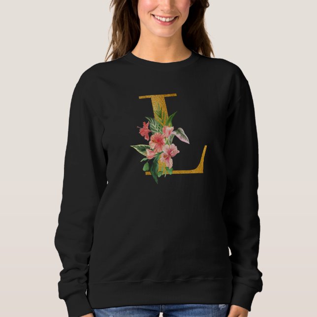 Süße Monogramm-Initial-Buchstaben Blumen Großes L_ Sweatshirt (Vorderseite)