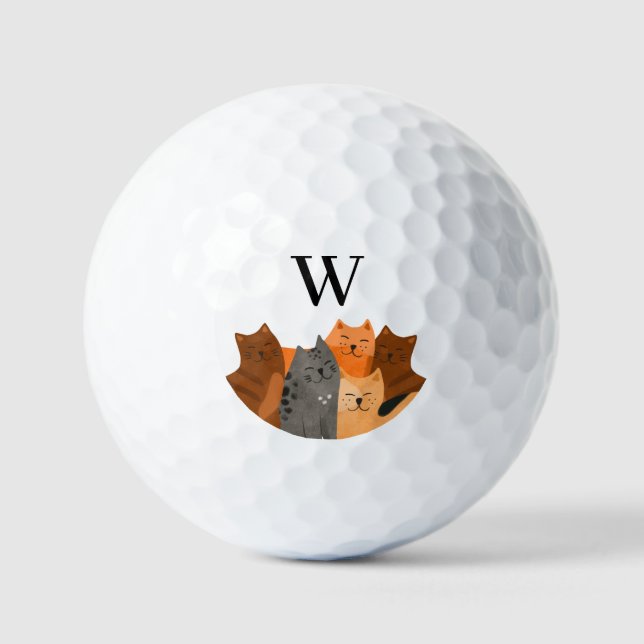 Süße Monogramm-Katze  Golfball (Vorderseite)