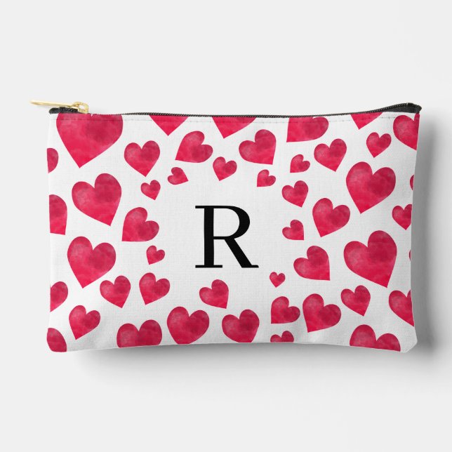 Süße Monogramm Valentinstag Herzen Zubehörtasche (Vorderseite)