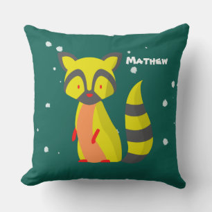 Süße, monogrammierte Waschbär-Kinderzimmereinricht Kissen