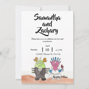 Süße Monster-Alternative Hochzeitseinladung Einladung