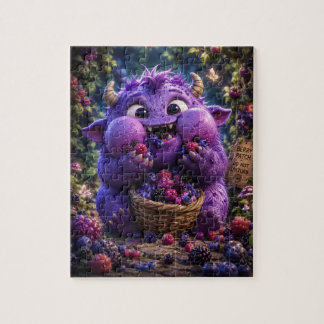 Süße Monster-Fantasy-Waldkunst namens Beerendieb Puzzle
