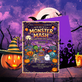Süße Monster Mash Halloween Kindergeburtstagsfeier Einladung