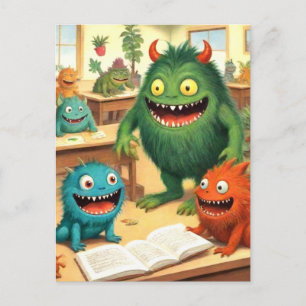 Süße Monster-Schulpostkarte Postkarte