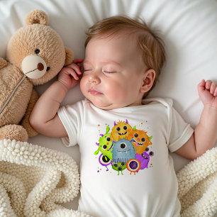 Süße Monster Watercolor Baby Bodysuit   Lustig  Strampler