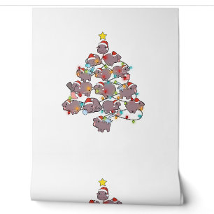 Süße Moo Deng Weihnachtsbaum Lustiges Baby Zwergfl Tapete