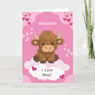 Süße Moo Highland-Kuh zum Valentinstag Feiertagskarte