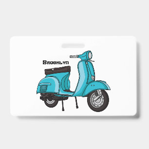 Süße Moped-Motorrad-Cartoon-Illustration Ausweis