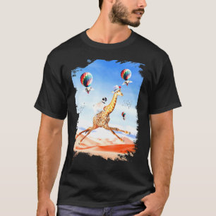 Süße Mops-Giraffe Mops reitet auf fliegender Gira T-Shirt