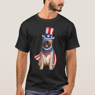 Süße Mops-Hund-Sonnenbrille 4. Juli Amerikanische T-Shirt