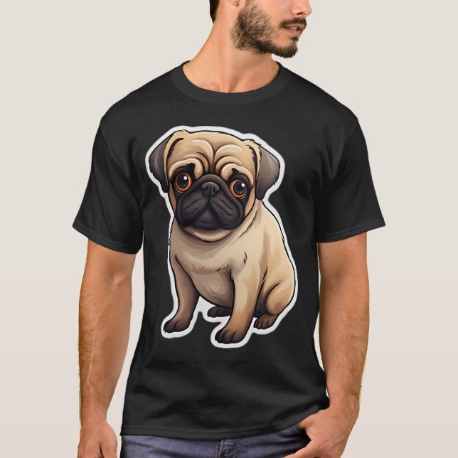 Süße Mops-Hund T-Shirt (Vorderseite)