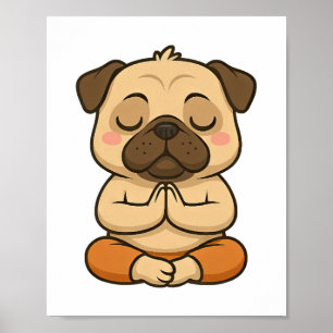 Süße Mops-Yoga-Meditationsentspannung Cartoon Poster