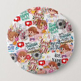 Süße Motivation – Positives Zitat Kawaii  Button