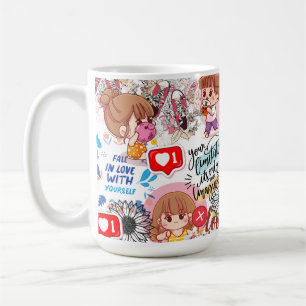 Süße Motivations-Positive-Zitat Kawaii Kaffeetasse