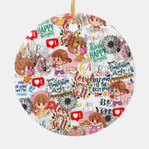 Süße Motivations-Positive Zitat Kawaii Keramik Ornament