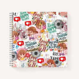 Süße Motivations-Positive-Zitat Kawaii  Notizbuch