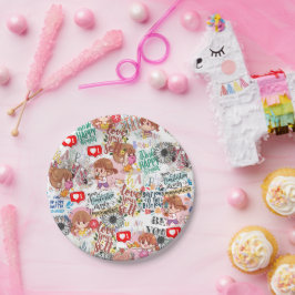 Süße Motivations-Positive-Zitat Kawaii  Pappteller