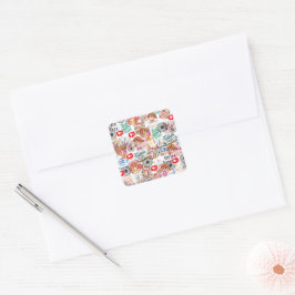 Süße Motivations-Positive Zitate Kawaii  Quadratischer Aufkleber