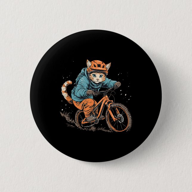 Süße Mountainbike-Katze auf Mountainbiker Männer F Button (Vorderseite)
