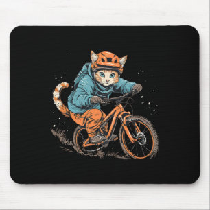 Süße Mountainbike-Katze auf Mountainbiker Männer F Mousepad