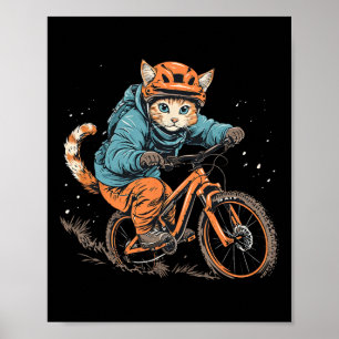Süße Mountainbike-Katze auf Mountainbiker Männer F Poster