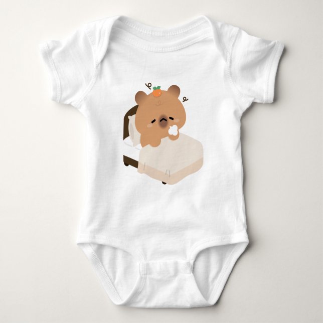 Süße müde Capybara Baby Strampler (Vorderseite)