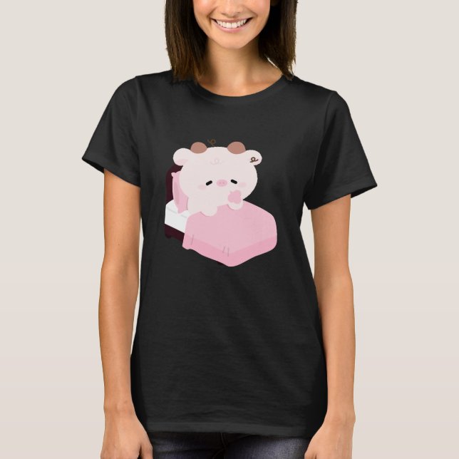 Süße müde Kuh T-Shirt (Vorderseite)