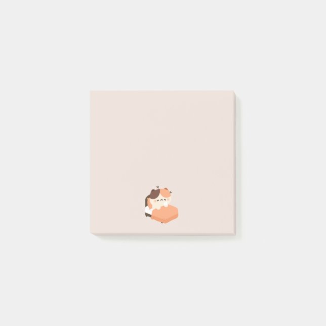Süße müde Tortie-Katze  Post-it Klebezettel (Vorderseite)