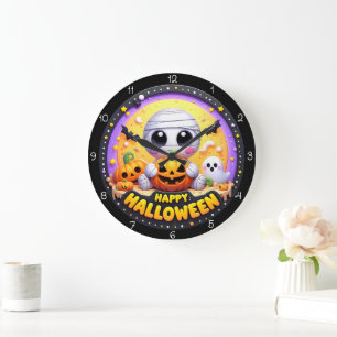 Süße Mumie Frohes Halloween Große Wanduhr