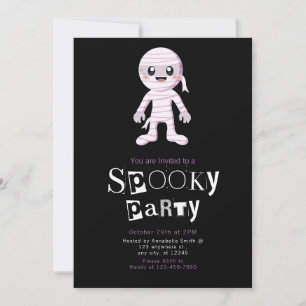 Süße Mumie Moderner Minimalistischer Halloween-Sti Einladung