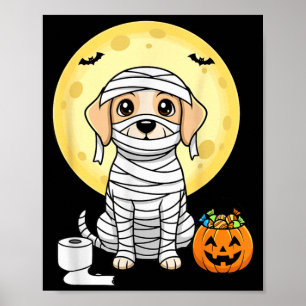 Süße Mumien-Hund-Halloween-Vollmond-Welpe-Streich Poster